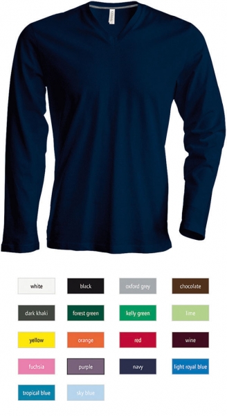 herren t-shirt v-neck langarm